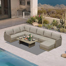 PURPLE LEAF Sanori L-Shaped Patio Couch Set Modular Sofa with Beige Cushions for Backyard
