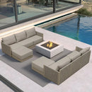PURPLE LEAF Sanori Beige Symmetrical Outdoor Sectional  Modular Design with Cushions and Ottoman for Porch