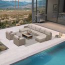 PURPLE LEAF Sanori L-Shaped Patio Couch Set Modular Sofa with Beige Cushions for Backyard