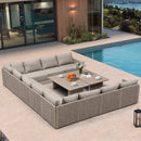 PURPLE LEAF Sanori U-Shaped Patio Couch Set Modular Sofa with Beige Cushions for Balcony