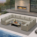 PURPLE LEAF Sanori L-Shaped Patio Couch Set Modular Sofa with Beige Cushions for Backyard