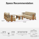 PURPLE LEAF Breck Open-End Modular Outdoor Sectional with Wood-Grain Aluminum Frame and Thick Teak-Colored Cushions for Open-Air Comfort