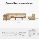 PURPLE LEAF Breck Open-End Modular Outdoor Sectional with Wood-Grain Aluminum Frame and Thick Teak-Colored Cushions for Open-Air Comfort