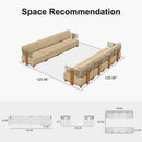 PURPLE LEAF Breck Open-End Modular Outdoor Sectional with Wood-Grain Aluminum Frame and Thick Teak-Colored Cushions for Open-Air Comfort
