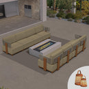 PURPLE LEAF Breck Open-End Modular Outdoor Sectional with Wood-Grain Aluminum Frame and Thick Teak-Colored Cushions for Open-Air Comfort