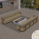 PURPLE LEAF Breck Open-End Modular Outdoor Sectional with Wood-Grain Aluminum Frame and Thick Teak-Colored Cushions for Open-Air Comfort