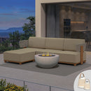 PURPLE LEAF Breck L-Shaped Modular Outdoor Sectional with Wood-Grain Aluminum Frame and Thick Teak-Colored Cushions for Luxury Backyard Lounge