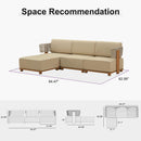 PURPLE LEAF Breck L-Shaped Modular Outdoor Sectional with Wood-Grain Aluminum Frame and Thick Teak-Colored Cushions for Luxury Backyard Lounge