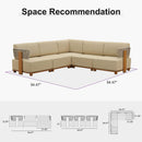 PURPLE LEAF Breck L-Shaped Modular Outdoor Sectional with Wood-Grain Aluminum Frame and Thick Teak-Colored Cushions for Luxury Backyard Lounge