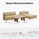 PURPLE LEAF Breck L-Shaped with table Modular Outdoor Sectional with Wood-Grain Aluminum Frame and Thick Teak-Colored Cushions for Luxury Backyard Lounge