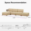 PURPLE LEAF Breck L-Shaped Modular Outdoor Sectional with Wood-Grain Aluminum Frame and Thick Teak-Colored Cushions for Luxury Backyard Lounge
