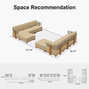 PURPLE LEAF Breck L-Shaped Modular Outdoor Sectional with Wood-Grain Aluminum Frame and Thick Teak-Colored Cushions for Luxury Backyard Lounge