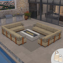 PURPLE LEAF Breck L-Shaped Modular Outdoor Sectional with Wood-Grain Aluminum Frame and Thick Teak-Colored Cushions for Luxury Backyard Lounge