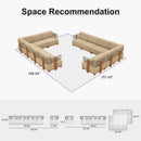 PURPLE LEAF Breck L-Shaped Modular Outdoor Sectional with Wood-Grain Aluminum Frame and Thick Teak-Colored Cushions for Luxury Backyard Lounge