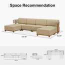 PURPLE LEAF Breck U-Shaped Modular Outdoor Sectional with Wood-Grain Aluminum Frame and Thick Teak-Colored Cushions for Family Entertaining