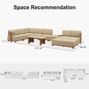 PURPLE LEAF Breck U-Shaped  with table Modular Outdoor Sectional with Wood-Grain Aluminum Frame and Thick Teak-Colored Cushions for Family Entertaining