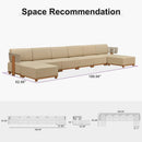 PURPLE LEAF Breck U-Shaped  with table Modular Outdoor Sectional with Wood-Grain Aluminum Frame and Thick Teak-Colored Cushions for Family Entertaining