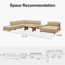PURPLE LEAF Breck U-Shaped  with table Modular Outdoor Sectional with Wood-Grain Aluminum Frame and Thick Teak-Colored Cushions for Family Entertaining