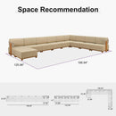 PURPLE LEAF Breck U-Shaped Modular Outdoor Sectional with Wood-Grain Aluminum Frame and Thick Teak-Colored Cushions for Family Entertaining