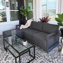 PURPLE LEAF Caesar L-shaped Patio Conversation Set with Grey Cushion Pillows and Ottoman Couch for Backyard Porch