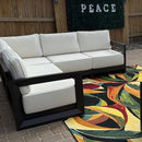 PURPLE LEAF Caesar L-shaped Patio Conversation Set with Bronze Cushion Pillows and Ottoman Couch for Backyard Porch