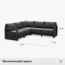 PURPLE LEAF Caesar L-shaped Patio Conversation Set with Grey Cushion Pillows and Ottoman Couch for Backyard Porch