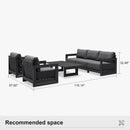 PURPLE LEAF Caesar Open-End Patio Conversation Set with Grey Cushion Pillows and Ottoman for Modern Outdoor Deck