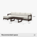 PURPLE LEAF Caesar L-shaped Patio Conversation Set with Bronze Cushion Pillows and Ottoman Couch for Backyard Porch
