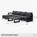 PURPLE LEAF Caesar L-shaped Patio Conversation Set with Grey Cushion Pillows and Ottoman Couch for Backyard Porch