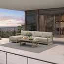 PURPLE LEAF Caesar L-shaped Patio Conversation Set with Khaki Cushion Pillows and Ottoman Couch for Backyard Porch