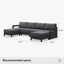 PURPLE LEAF Caesar U-Shaped Patio Conversation Set with Grey Cushion Pillows and Ottoman Couch for Patio Backyard
