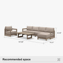 PURPLE LEAF Caesar Open-End Patio Conversation Set with Khaki Cushion Pillows and Ottoman for Modern Outdoor Deck