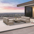 PURPLE LEAF Caesar Open-End Patio Conversation Set with Khaki Cushion Pillows and Ottoman for Modern Outdoor Deck