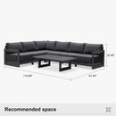 PURPLE LEAF Caesar L-shaped Patio Conversation Set with Grey Cushion Pillows and Ottoman Couch for Backyard Porch