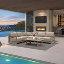 PURPLE LEAF Caesar L-shaped Patio Conversation Set with Khaki Cushion Pillows and Ottoman Couch for Backyard Porch