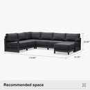 PURPLE LEAF Caesar U-Shaped Patio Conversation Set with Grey Cushion Pillows and Ottoman Couch for Patio Backyard