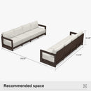 PURPLE LEAF Caesar Open-End Patio Conversation Set with Bronze Cushion Pillows and Ottoman for Modern Outdoor Deck