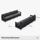 PURPLE LEAF Caesar Open-End Patio Conversation Set with Grey Cushion Pillows and Ottoman for Modern Outdoor Deck