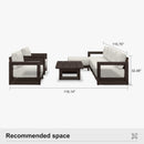 PURPLE LEAF Caesar Open-End Patio Conversation Set with Bronze Cushion Pillows and Ottoman for Modern Outdoor Deck