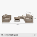 PURPLE LEAF Caesar Open-End Patio Conversation Set with Khaki Cushion Pillows and Ottoman for Modern Outdoor Deck