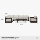 PURPLE LEAF Caesar Open-End Patio Conversation Set with Bronze Cushion Pillows and Ottoman for Modern Outdoor Deck