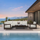 PURPLE LEAF Caesar Open-End Patio Conversation Set with Bronze Cushion Pillows and Ottoman for Modern Outdoor Deck
