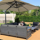 PURPLE LEAF Caesar Open-End Patio Conversation Set with Grey Cushion Pillows and Ottoman for Modern Outdoor Deck