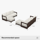 PURPLE LEAF Caesar L-shaped Patio Conversation Set with Bronze Cushion Pillows and Ottoman Couch for Backyard Porch