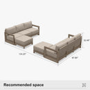 PURPLE LEAF Caesar L-shaped Patio Conversation Set with Khaki Cushion Pillows and Ottoman Couch for Backyard Porch