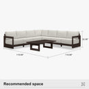 PURPLE LEAF Caesar L-shaped Patio Conversation Set with Bronze Cushion Pillows and Ottoman Couch for Backyard Porch