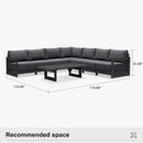 PURPLE LEAF Caesar L-shaped Patio Conversation Set with Grey Cushion Pillows and Ottoman Couch for Backyard Porch