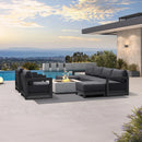 PURPLE LEAF Caesar Enclosed Patio Conversation Set with Grey Cushion Pillows and Ottoman for Porch Garden