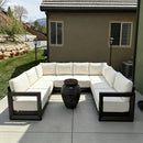 PURPLE LEAF Caesar U-Shaped Patio Conversation Set with Bronze Cushion Pillows and Ottoman Couch for Patio Backyard