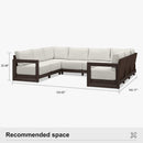 PURPLE LEAF Caesar U-Shaped Patio Conversation Set with Bronze Cushion Pillows and Ottoman Couch for Patio Backyard